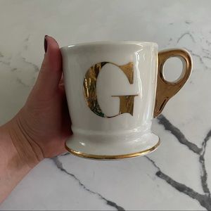 Limited Edition Anthropologie Gold Monogram Mug G